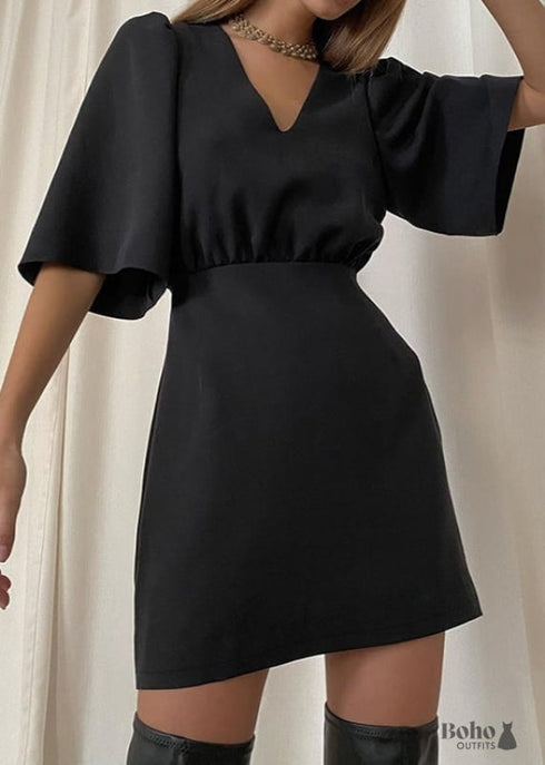 Vestido corto negro boho chic